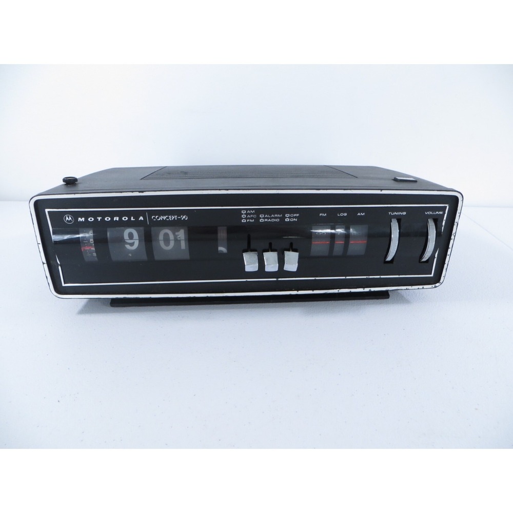 Vintage Motorola Concept-90 Black Flip Clock AM/FM Radio TESTED WORKING READ
